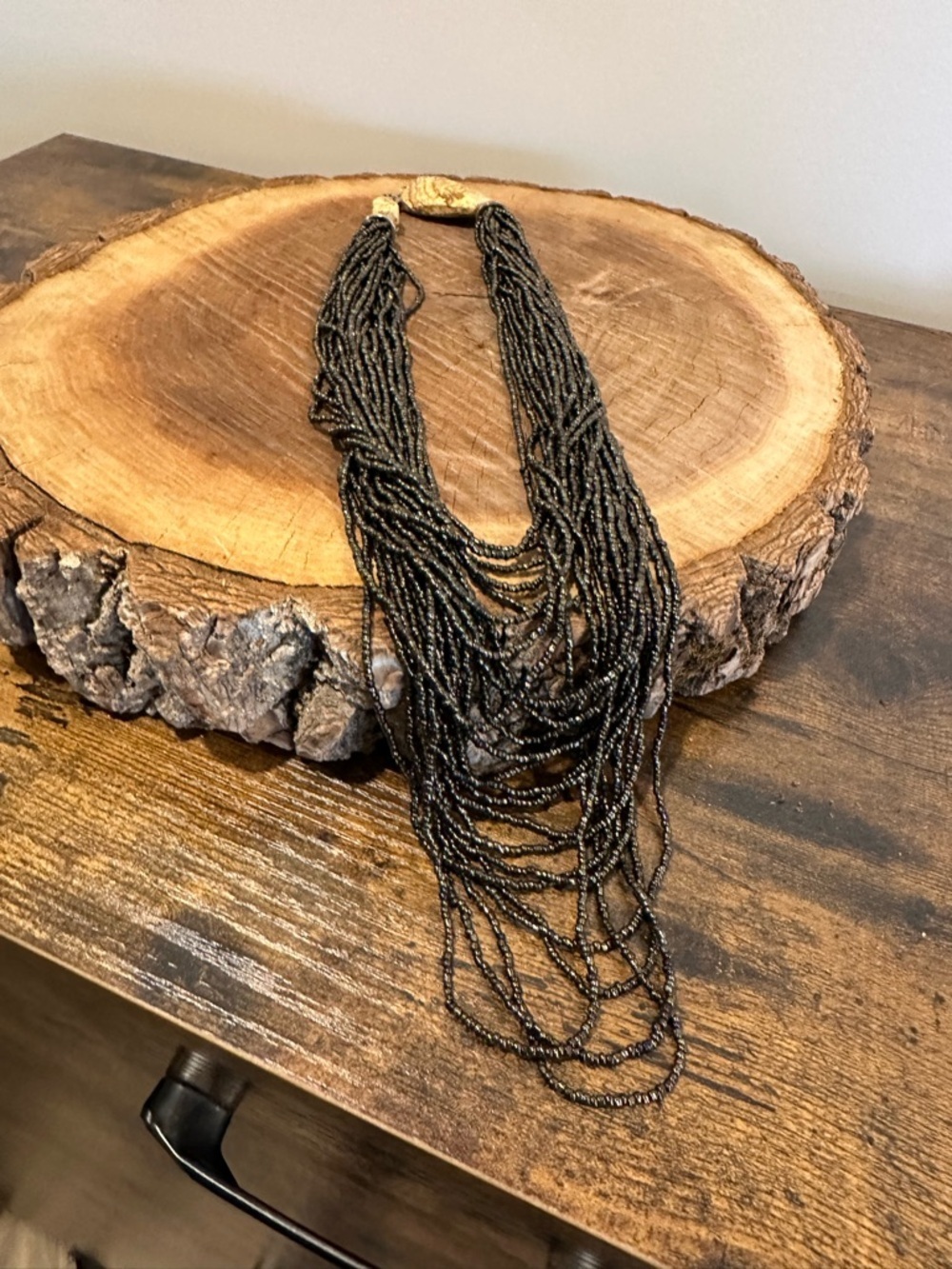Multi-Strand Brown Beaded Necklace